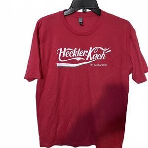 Heckler & Koch Red Crew Neck Real Thing Graphic T-Shirt Men's Size Large